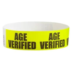 Age Verified Yellow Tyvek Wristbands