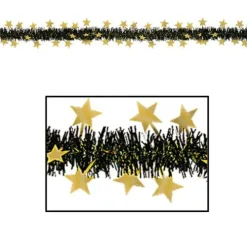 Black and Gold Metallic Star Garland