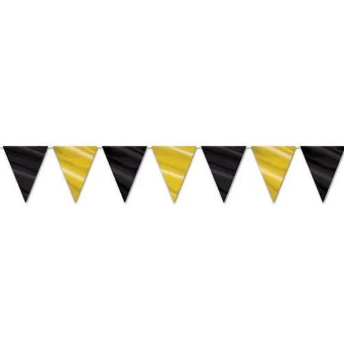 Black and Gold Pennant Banner
