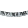 12' Black and Silver Metallic Happy New Year Banner