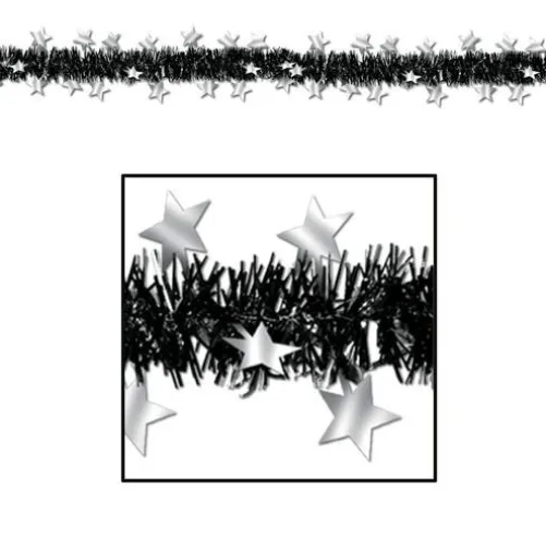 Black and Silver Metallic Star Garland