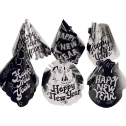Black and Silver New Years Cone Hat
