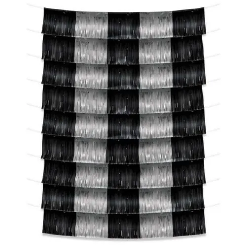 Black and Sliver Fringe Garland Backdrop