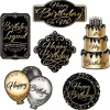 Black, Gold, & Silver Happy Birthday Cutouts
