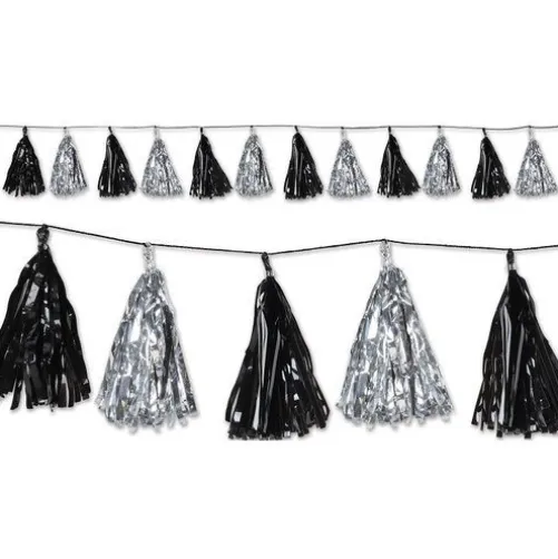 Black Silver Tassel Garland
