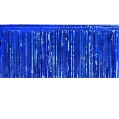 Blue Metallic Fringe Table Skirt