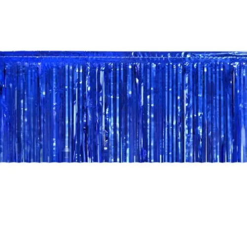 Blue Metallic Fringe Table Skirt