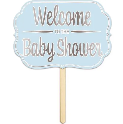 Blue Welcome Baby Shower Yard Sign