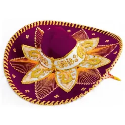 Burgundy and Gold Mariachi Sombrero