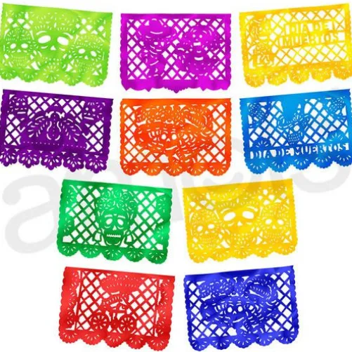 Catrina and Skull Medium Plastic Picado Banner