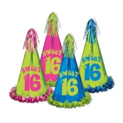 Fringed Sweet 16 Party Hats