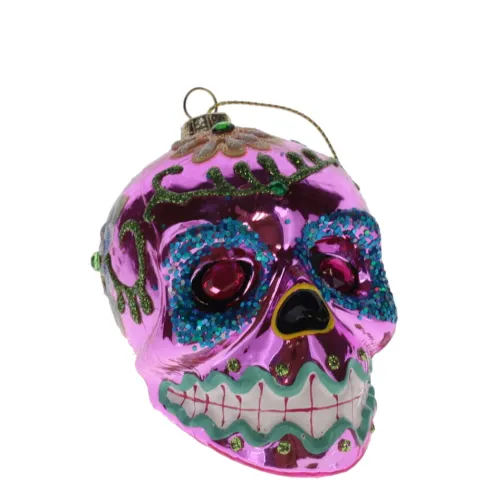 Glass Sugar Skull Ornament