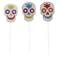 17" Glitter Sugar Skull Pick