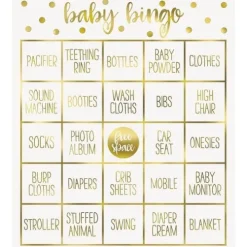Gold Baby Shower Bingo Game
