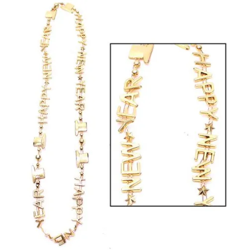 Gold Happy New Year Bead Necklace
