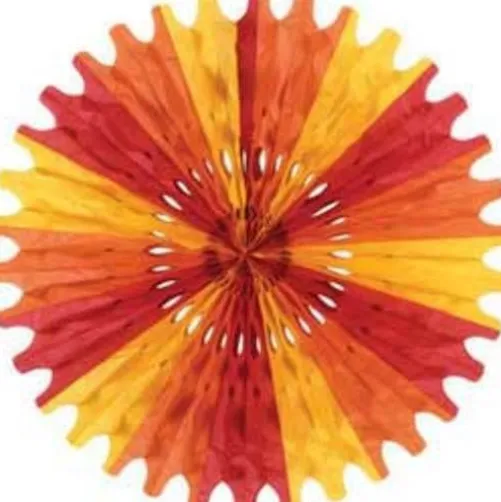 Gold Orange and Red Tissue Fan