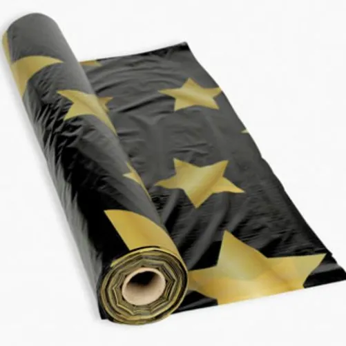 Gold Stars Black Table Roll