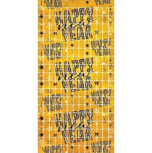 Happy New Year Metallic Curtain