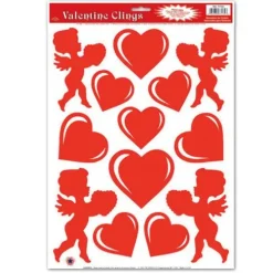 Heart and Cupid Glass Clings