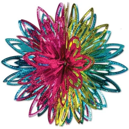 Hot Pink, Light Green, and Turquoise Metallic Starburst