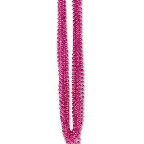 Hot Pink Metallic Bead Necklaces