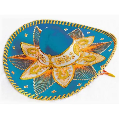 Light Blue and Gold Mariachi Sombrero