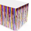 Multicolor Metallic Fringe Table Skirt