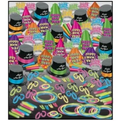 Neon Glow Super Bonanza New Year's Party Kit for 100