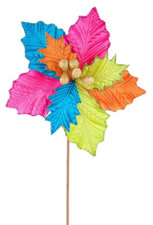 Neon Velvet Poinsettia 9"