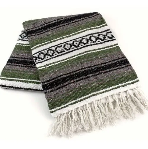 Olive Green Mexican Blanket