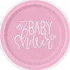 Pink Hearts Baby Shower 7" Plates