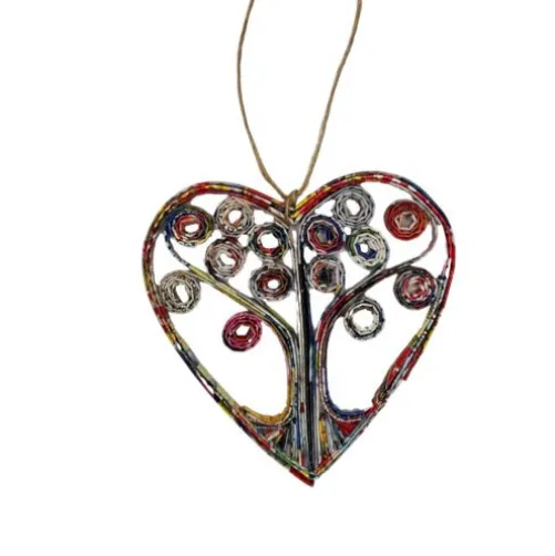 Recycled Heart Tree of Life Ornament