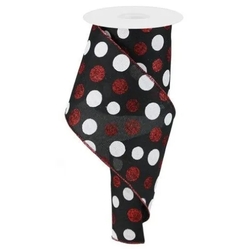 Red and White Dot Black Ribbon