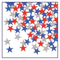 Red, Silver, Blue Metallic Stars Confetti