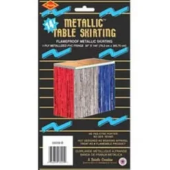 Red-White-Blue Metallic Fringe Table Skirt