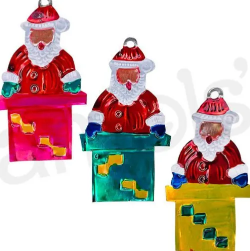 Santa on Chimney Tin Ornament