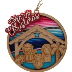 Serape Nativity Merry Christmas Sign