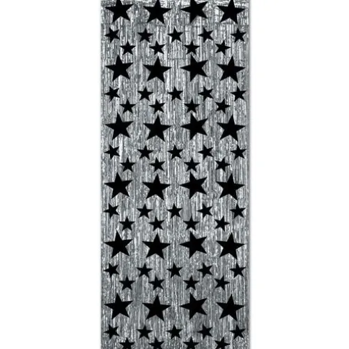 Silver Curtain with Black Stars