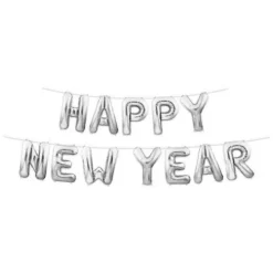 Silver Happy New Year Balloon Streamer