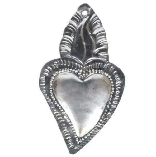 Silver Heart Tin Ornament