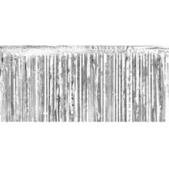 Silver Tinsel Fringe Drape