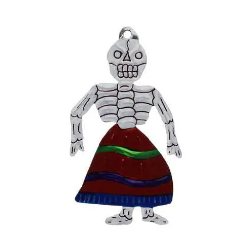 Skeleton with Colorful Skirt Tin Ornament