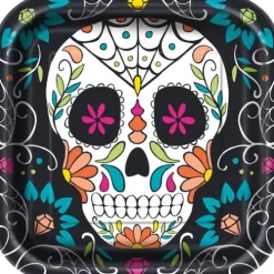 Skull Day of the Dead 9" Square Plates