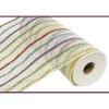 White Multi Striped Mesh Roll
