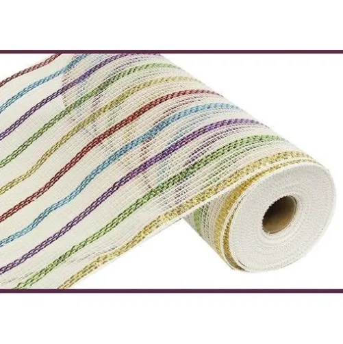 White Multi Striped Mesh Roll